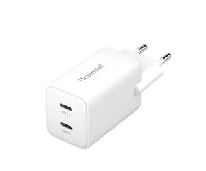 Intenso Adaptateur d'alimentation W40CC GaN, Bloc d'alimentation USB-C avec 2 Ports USB-C, 40 W et Technologie GaN, Blanc