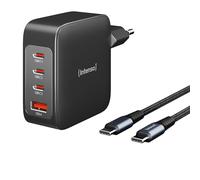 Intenso W140A3C + C520C black Chargeur USB 140 W 3x USB-C®, 1x USB-A QC 4+, USB PD 3.1, PPS noir intérieure GaN, USB Power
