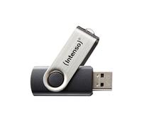 Intenso Basic Line 16Go USB 2.0 Type-A, Lecture 28Mo/s, Ecriture 6.5Mo/s, Pivotant, Noir/Argent, Compatible Windows/macOS/Linux