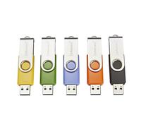 Intenso Basic Line Lot de 5 clés USB 2.0 32 Go avec étiquettes Pratiques, Jaune, Vert, Noir, Bleu + Orange, avec Anse en métal argenté