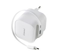 Intenso Cargador GaN W65ACIC retráctil Blanco