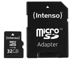 Intenso Carte mémoire microSDHC 32 Go, Classe 10, adaptateur SD