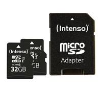 Intenso Carte microSDHC Premium 2x32 Go Classe 10 UHS‑I avec adaptateur SD Noir
