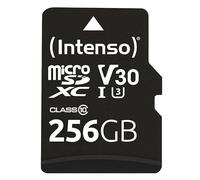 Intenso Carte mémoire microSDHC Professionnelle 256 Go Classe 10 UHS-I, U3, V30 avec Adaptateur SD, pour Enregistrement 4K, GoPro, Insta 360, DJI, Osmo, Steam Deck, Drone, caméra d'action, Noire