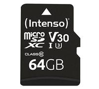 Intenso Carte Mémoire Professional microSDXC 64 Go + Adaptateur, Classe 10, UHS-I U3, V30 Noir
