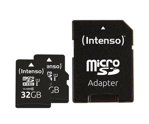 Intenso Doppelpack microSDHC 32GB UHS-I Premium inkl. SD-Adapter - High Capacity SD (MicroSDHC) 32 Go Classe 10