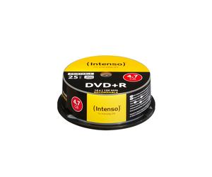 Intenso DVD+R 4.7GB 16x Imprimable - Pack de 25 unités en Boîte à Gâteaux - Diamètre 120mm - Vitesse d'écriture 16x - Temps d'enregistrement 120 minutes