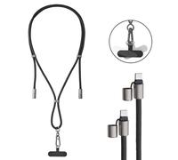 Intenso Lanière de Charge USB-C - Collier Câble pour Smartphone, Charge Rapide 60W, Longueur Réglable, 1,65 m Nylon, noir