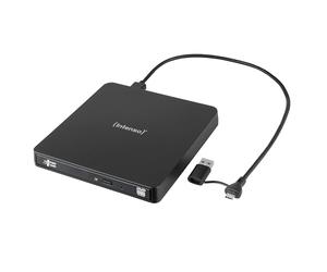 Intenso Lecteur CD/DVD Externe EOD 400D Slim Graveur USB 3.2 | Graveur externe pour ordinateur portable et PC, câble USB-C & USB-A Y avec logiciel Ashampoo, Plug & Play pour Windows et