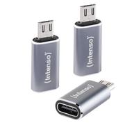 Intenso Lot de 3 adaptateurs USB-C vers microUSB (C480M) 480 Mbit/s Haute Vitesse USB 2.0 OTG en Aluminium Gris