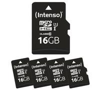 Intenso Lot de 5 Cartes microSD de qualité supérieure - 16 Go - Micro SDHC - pour Smartphones, tablettes et appareils Photo - Étanche - Résistant aux Chutes - Résistant aux Rayons X - Résistant à la