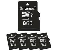 Intenso Lot de 5 Cartes microSD de qualité supérieure - 8 Go - Micro SDHC - pour Smartphone, Tablette, Appareil Photo, PC et Console de Jeux - Étanche - Résistant aux Rayons X - Résistant aux