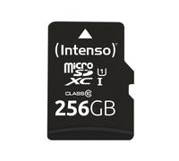 Intenso MicroSD 256Go UHS-I Classe 10 U1, Lecture 90Mo/s, Résistante Chocs/Température/Rayons X, Adaptateur SD Inclus, -25°C à 85°C