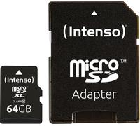 Intenso MicroSD carte mémoire 64GB + adaptateur SD