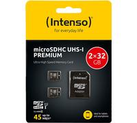Intenso MicroSDHC 32GB UHS-I Class 10 - Lot de 2 cartes mémoire rapides