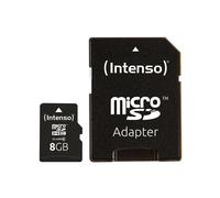 Intenso MicroSDHC 8GB Classe 10 25MB/s Lecture - Résistante Chocs/Température/Eau/Rayons X - Adaptateur SD Inclus - Dimensions 11x15x1mm