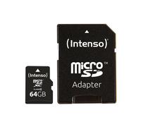 Intenso MicroSDXC 64GB Classe 10 UHS-I, Vitesse Lecture 25MB/s, Résistant Chocs/Température/Rayons X, Adaptateur SD Inclus, -25°C à +85°C
