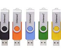 Intenso Office Line Multipack Clé USB 5 x 32 Go - Super Speed USB 3.2, jusqu'à 70 Mo/s, Couleurs Assorties avec Arceau en métal et étiquettes d'étiquetage