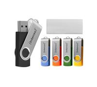 Intenso Office Line Multipack Clé USB 5 x 16 Go - Super Speed USB 3.2, jusqu'à 70 Mo/s, Couleurs Assorties avec Arceau en métal et étiquettes d'étiquetage