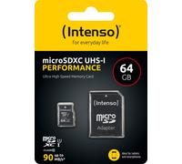 Intenso Performance - Carte mémoire flash (adaptateur microSDXC vers SD inclus) - 64 Go - UHS-I U1 / Class10 - microSDXC UHS-I