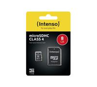 Intenso SDHC 8 Go Classe 4 - Carte mémoire flash 20 Mo/s lecture, 5 Mo/s écriture, avec adaptateur SD - Résistance température et rayons X