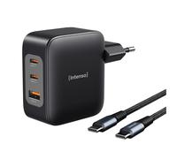 Intenso W100ACC+C520C, Ensemble adaptateur secteur + câble de charge, 100 W, charge rapide, technologie GaN, charge simultanée de 3 appareils, noir