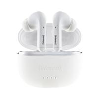 Intenso T302A Oreillette Bluetooth Stereo blanc Noise Cancelling Affichage de la charge de la batterie, micro-casque, boîtier de