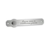 Inter de Plaque funéraire gravé Personnalisable, Motif Coquille Saint-Jacques de Compostelle, Taille : 14x3 cm, Couleur Alu Brossé