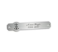 Inter de Plaque funéraire gravé Personnalisable, Motif Croix de Camargue, Taille : 14x3 cm, Couleur Alu Brossé