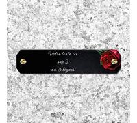 Inter de Plaque funéraire Personnalisable en plexi Motif Rose Rouge, différentes Tailles, épaisseur 2,5mm, personnalisé sur Plusieurs Lignes 14x3 cm