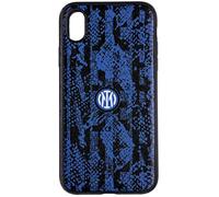 Inter Hi Tech Artisans Coque pour iPhone XS Max en TPU et Simili Cuir Noir et Bleu, Coque de qualité supérieure, Coque Officielle FC 2022, Logo Nouveau, Coque pour iPhone conçue et imprimée en Italie