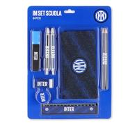 Inter Linea Home Set Scolaire avec étui, règle, Taille-Crayon, Gomme, 2 stylos, 2 Crayons et surligneur, Bleu Royal imprimé Serpent et Logo Officiel