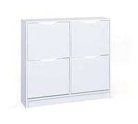 Inter Link - Armoire à chaussures - Étagère à chaussures - Avec 4 portes rabattables - Avec poignées encastrées pratiques - Revêtement mélaminé - Blanc - Westphalen SK4