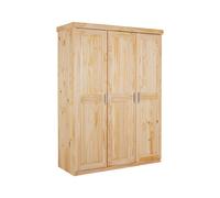 Inter Link Armoire à vêtements en pin massif, veines naturelles (3 portes, crème)