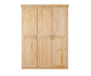 Inter Link - Armoire - Armoire à portes battantes - Armoire à linge - Armoire-penderie - Armoire de chambre à coucher - 2 portes - Pin massif - Pelle - Naturel laqué