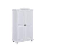 Inter Link - Armoire fonctionnelle - 2 portes - 5 niches - Avec penderie - Armoire en pin massif - Blanc vernis - Largeur :104cm Profondeur :56cm Hauteur : 180cm - Hedda