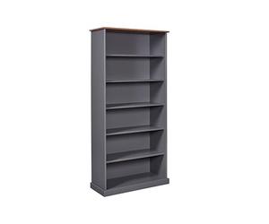 Inter Link - Bibliothèque - Armoire-buffet - Vaisselle - Salle à manger - Style cottage - Bois massif FSC - 5 étagères ouvertes - Luzerna 5 - Gris