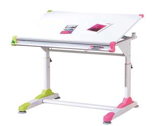 Inter Link Bureau enfant évolutif à pupitre inclinable Panneaux de particules blanc, 100D x 65.99W x 84H cm