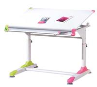 Inter Link - Bureau réglable en hauteur - Bureau pour enfant - Bureau pour élève - Inclinaison réglable - Rangement - Blanc avec applications roses et vertes - 2Colorido