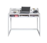 Inter Link Bureau pour Enfant - Hauteur réglable - Évolutif - Ergonomique - Chambre d'adolescent - 6 Compartiments - Grand Espace de Rangement - Blanc - Bois de pin Massif - Apprentissage des Enfants