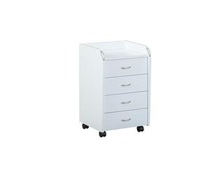 Inter Link - Caisson à roulettes avec tiroirs - Caisson de bureau fixe - Armoire à roulettes Commode de bureau 4 Blanc - Pronti
