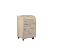 Inter Link - Caisson à roulettes avec tiroirs - Caisson de bureau sur pied - Armoire à roulettes Commode à tiroirs Armoire de bureau 4 Chêne Sonoma - Novi, Bois
