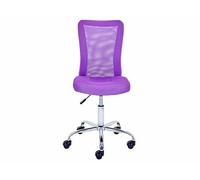 Inter Link - Chaise de Bureau pour Enfant - Fauteuil pivotant Ergonomique - Hauteur réglable - Pied en métal chromé - Revêtement en Maille Respirante - Rotation à 360° - Violet - Bonnie