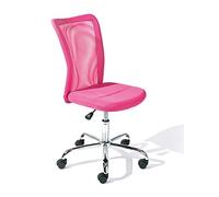Inter Link - Chaise de bureau pour enfant - Fauteuil pivotant ergonomique - Réglable en hauteur - Pied en métal chromé - Housse en tissu mesh respirant - Pivote à 360° - Rose - Bonnie