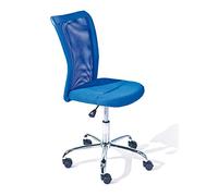 Inter Link - Chaise de bureau pour enfants - Fauteuil pivotant et ergonomique - Réglable en hauteur - Pied métal chromé- Revêtement tissu Mesh respirant - Pivotant à 360° - Bleu - Bonnie