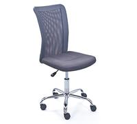 Inter Link - Chaise de bureau pour enfants - Fauteuil pivotant et ergonomique - Réglable en hauteur - Pied métal chromé- Revêtement tissu Mesh respirant - Pivotant à 360° - Gris - Bonnie
