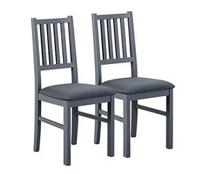 Inter Link - Chaise de salle à manger robuste - style cottage - Lot de 2 - Pin massif - Gris - Luzerna 7.1