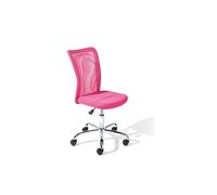 Inter Link - Chaise de bureau pour enfant - Fauteuil pivotant ergonomique - Réglable en hauteur - Pied en métal chromé - Housse en tissu mesh respirant - Pivote à 360° - Rose - Bonnie