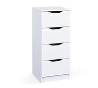 Inter Link - Commode - 4 tiroirs - Meuble à tiroirs - Meuble d'appoint - Buffet - Mélaminé - Blanc - Tiroirs avec poignées encastrées - Westphalen 4