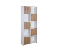 Inter Link - Commode 5 Portes - Buffet - Étagère sur Pied - pour Chambre, Salon, Salle de Bains - Chêne Artisan - Blanc - Bois Composite - Robuste - Facile d'entretien - Pepeto 5TW